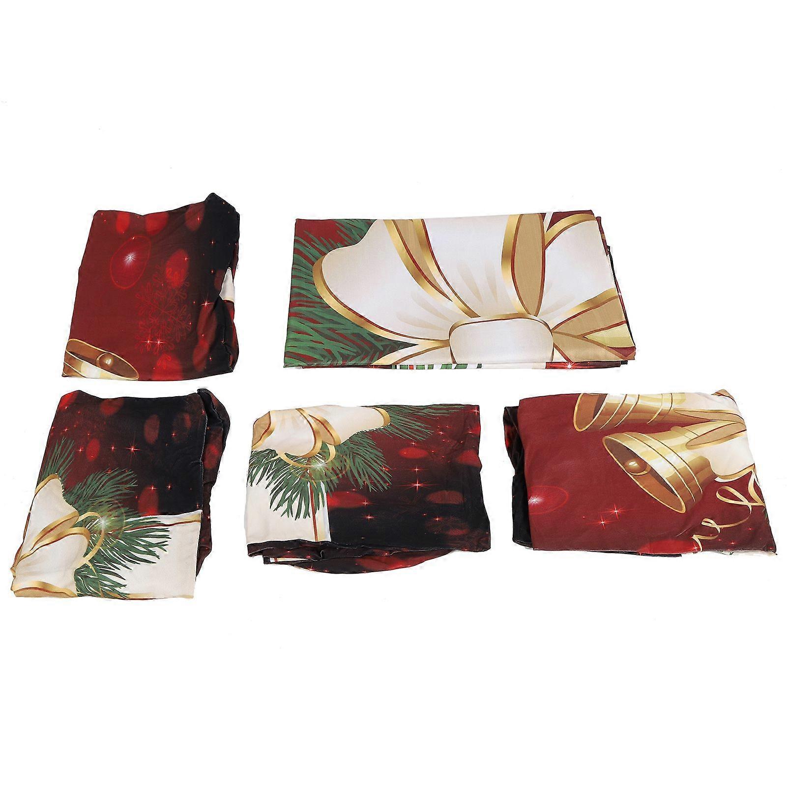 クリスマステーブルクロスチェアカバーセット家庭用キッチンダイニングルームお祝いの装飾ベルタイプ140x140cm