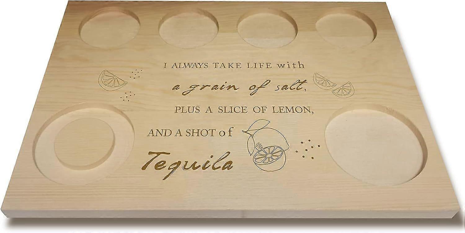 Tequila Board with Salt Rim Personalized Engraved Shot Glass Serving Tray Holder Tray Wine Holder for Bar Restaurant Party Family Dinner Gathering Men