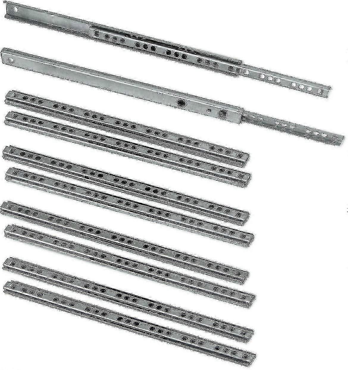 Pack Of 5 Pairs (10 Pieces) Slides/ball Slides Extract Part 17mm X 278mm For Drawer, Zinc Plated