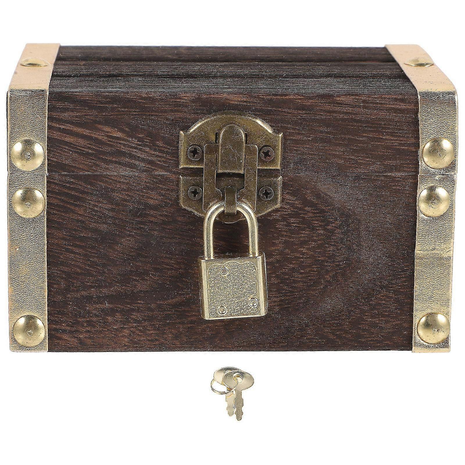 1 Set Multi-function Treasure Box With Key Vintage Treasure Chest Small Pirate Storage Box-Good