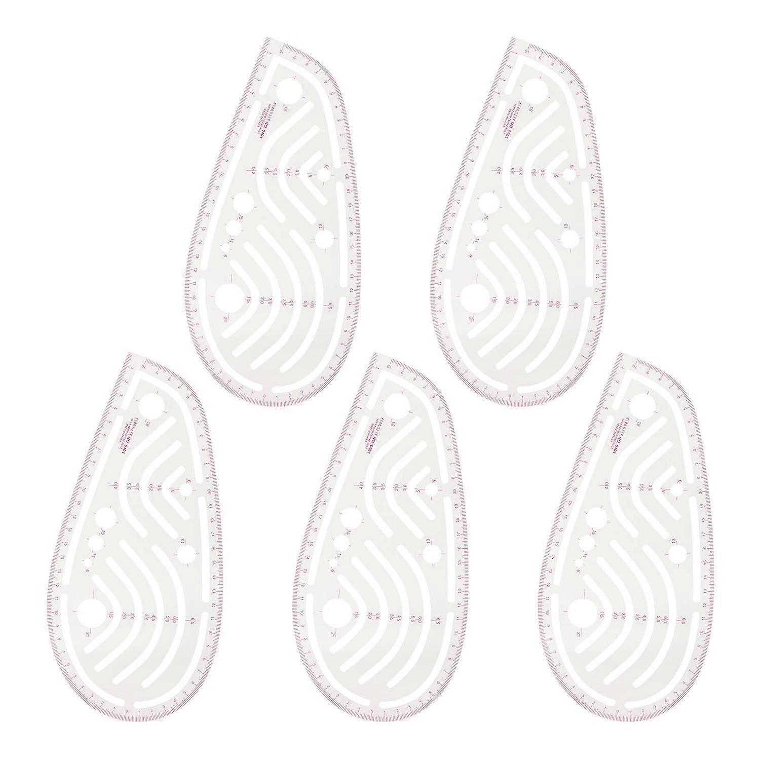 5Pcs Curve Ruler Transparent High Accuracy Multifunction Curve Pattern Sewing Rulers Set for Beginne