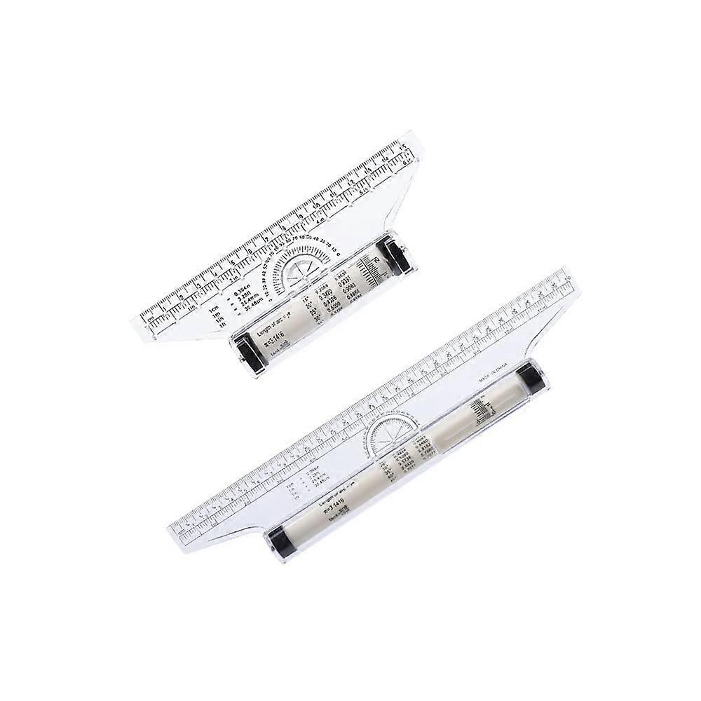 Plastic Rolling Ruler With Parallel Glider 6-Inch And 12-Inch Two-Piece Set For Drafting, School, Office