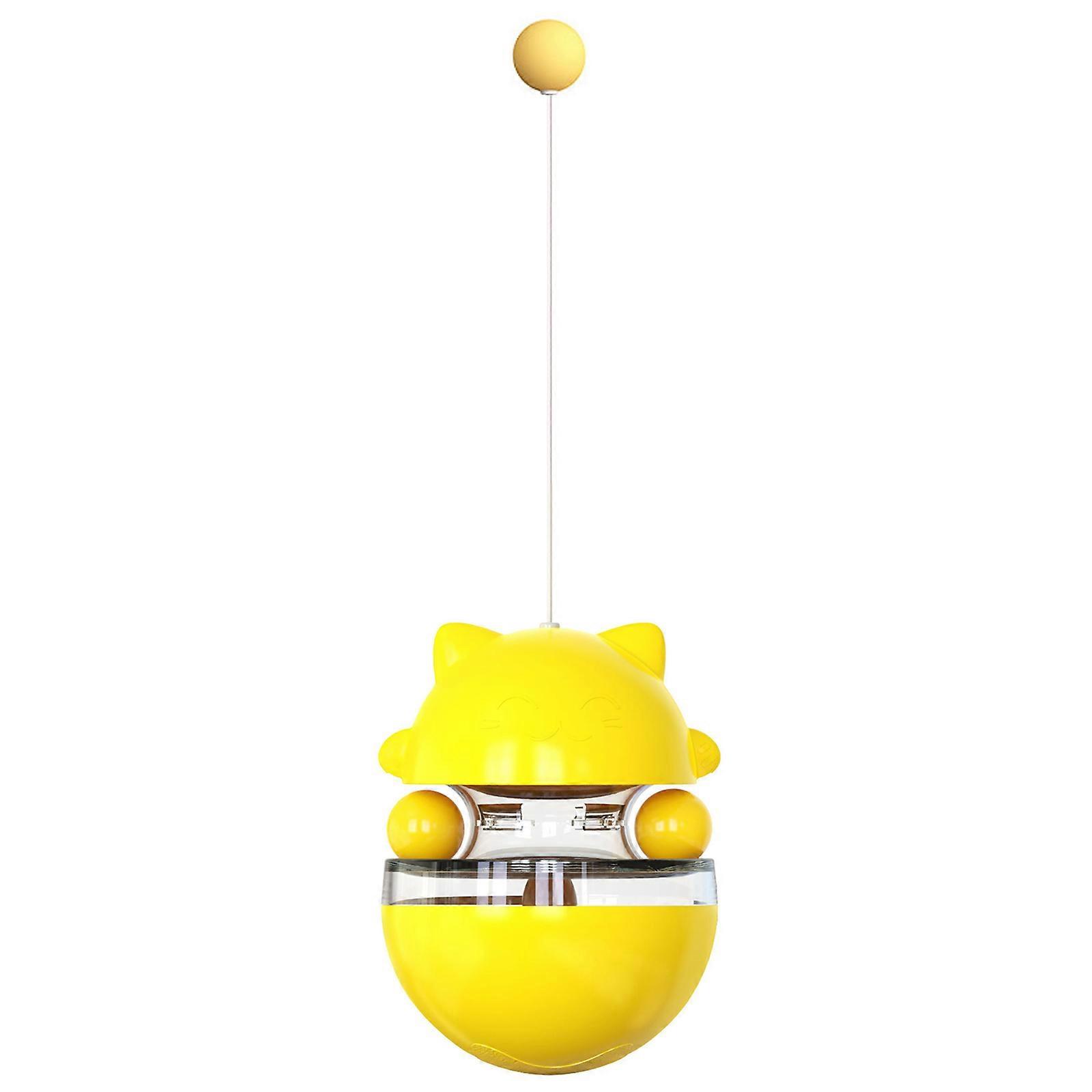 Tumbler Cat Toy Chasing Ball Rolling Funny Cat Scratching Toy Interactive Cat Toy Ball Kitten Toy for Cats Colorful Yellow
