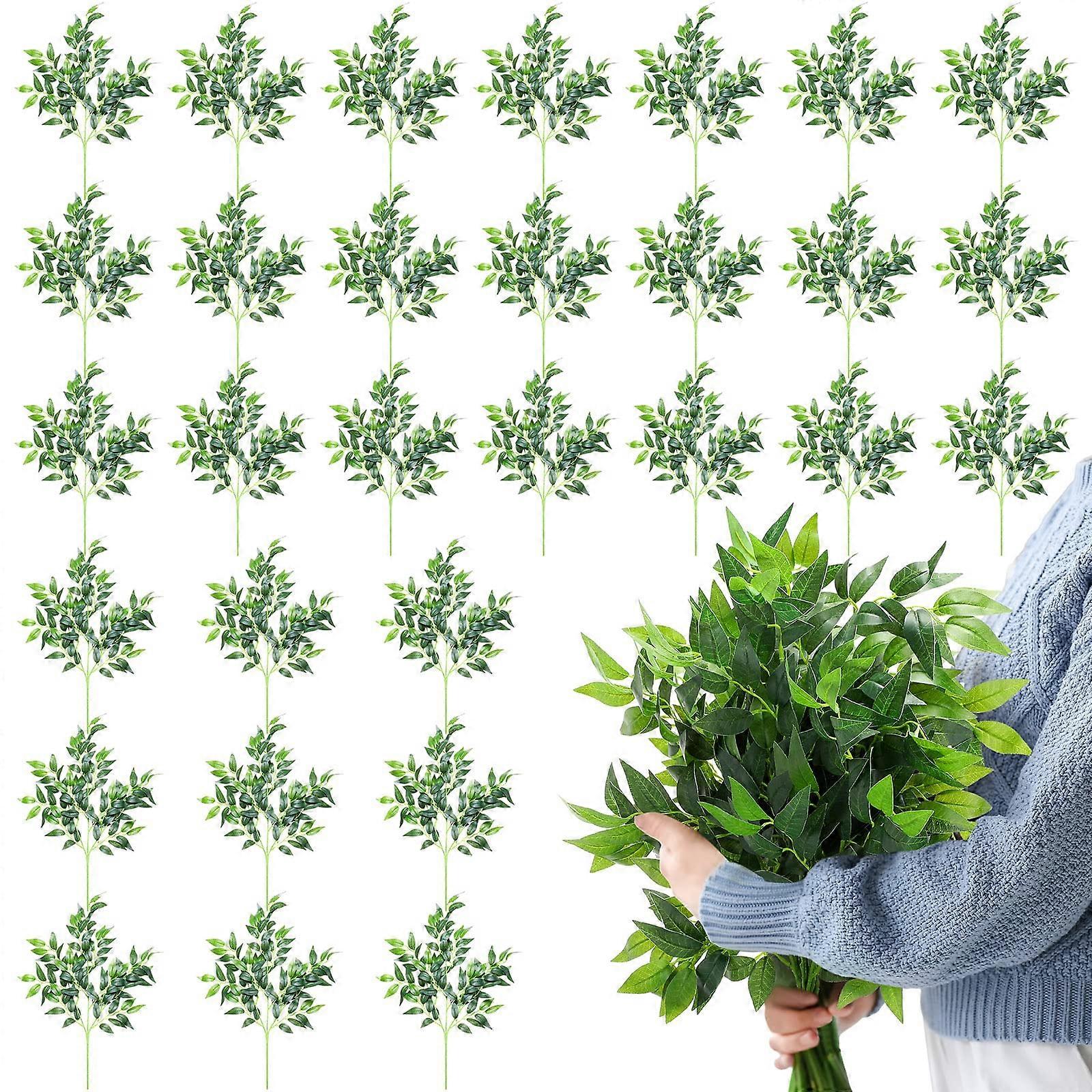 50 pcs artificial italian ruscus greenery stems for decor