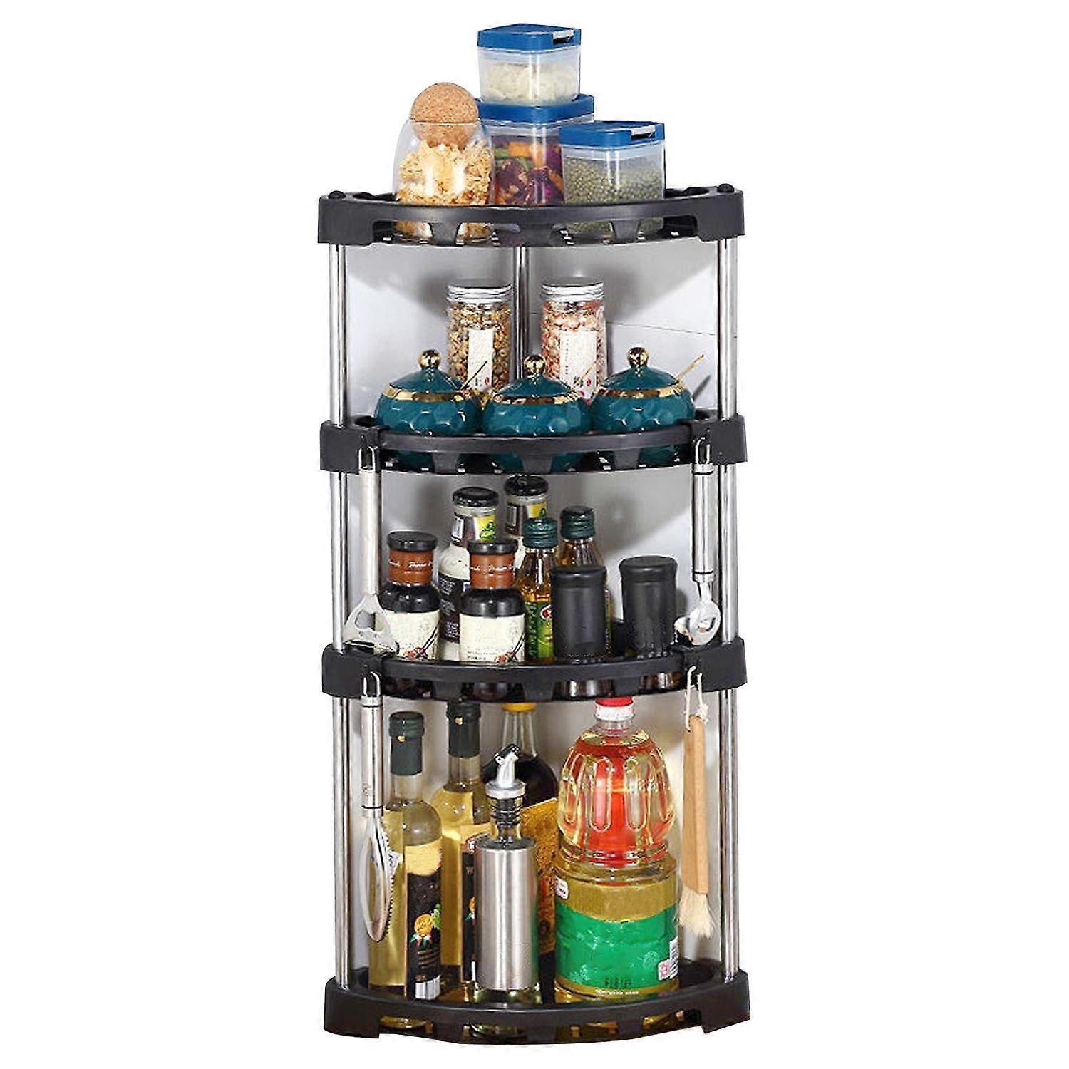 1 Set Kitchen Storage Shelf Stainless Steel Kitchen Corner Storage Organizer Detachable Shelf Home