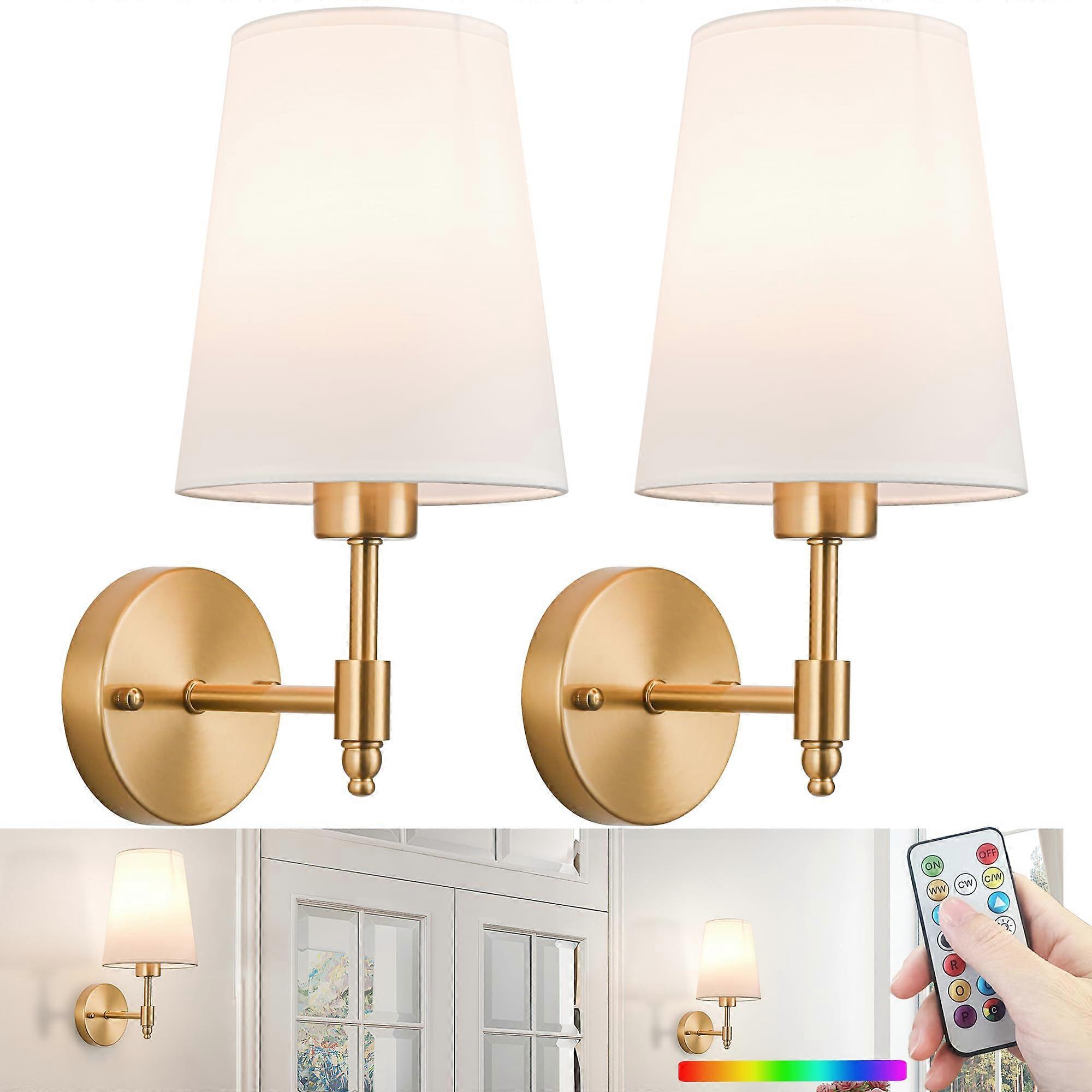 Rechargeable Cordless Wall Sconces - Wireless LED Wall Lights with Adjustable Brightness, Battery Powered, Modern Design, 2 Set