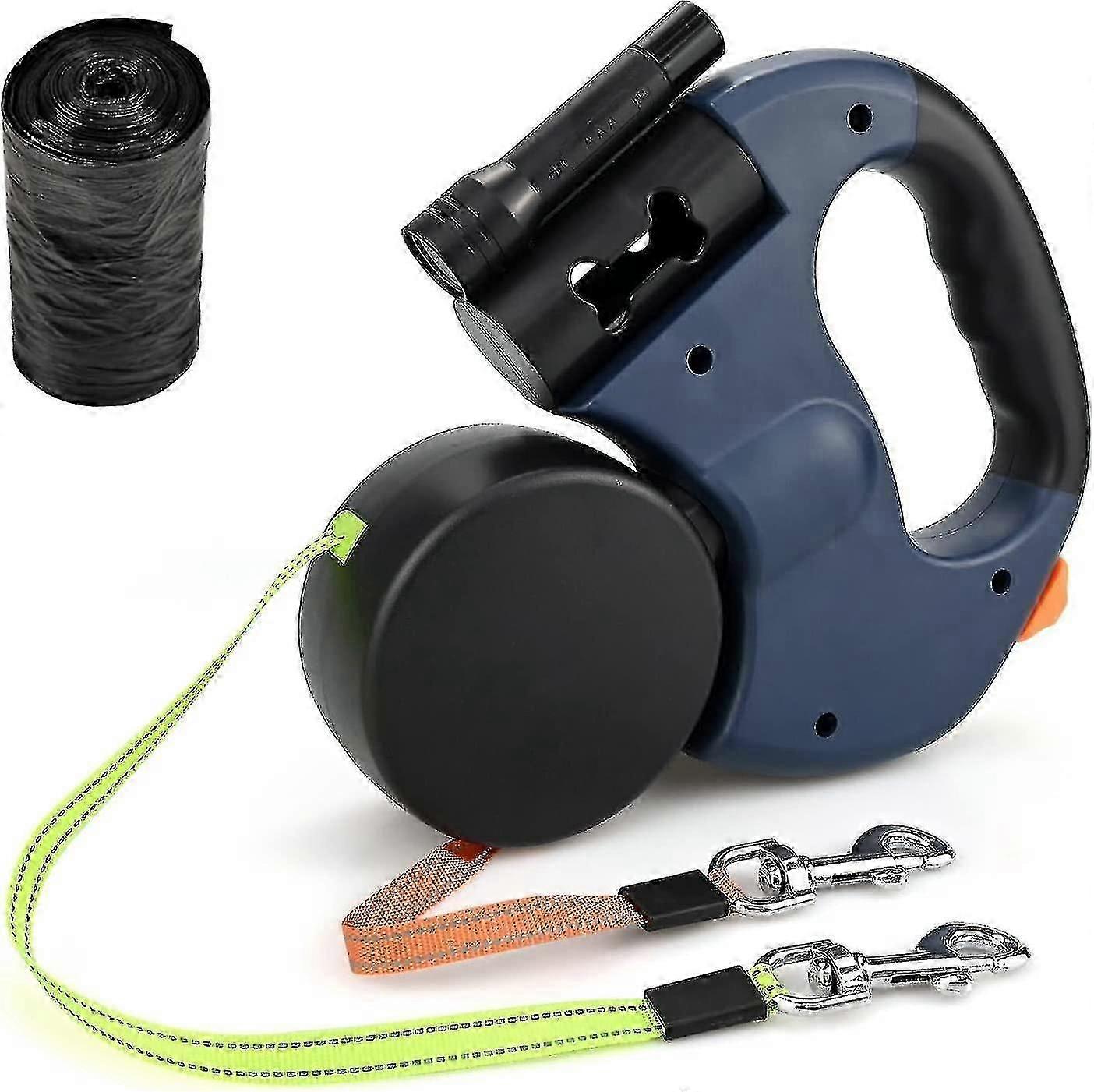 Double laisse de chien rétractable, renforcée extensible avec poignée antidérapante chien