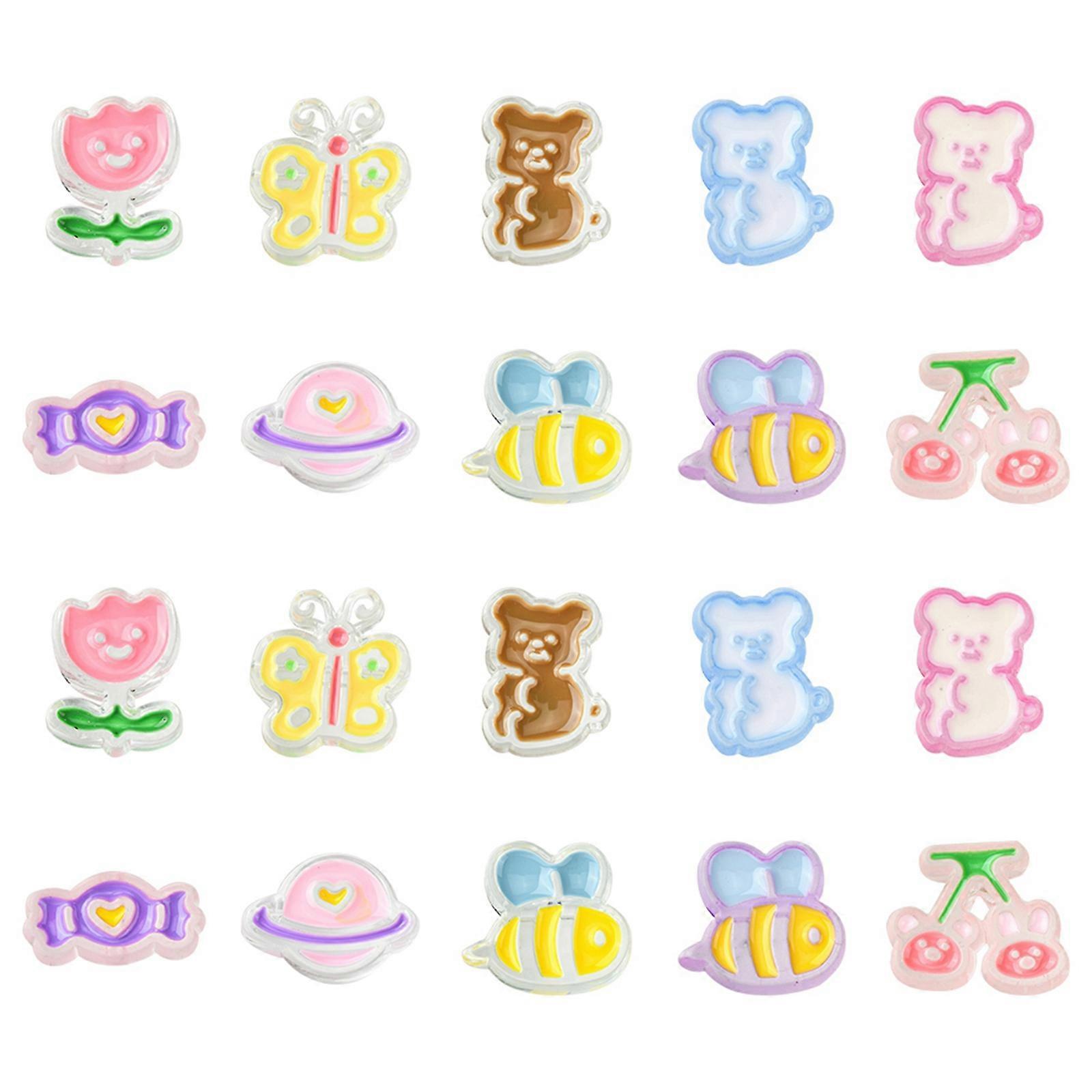 Craft Beads 22Pcs 11 Styles Transparent Acrylic Beads with Enamel