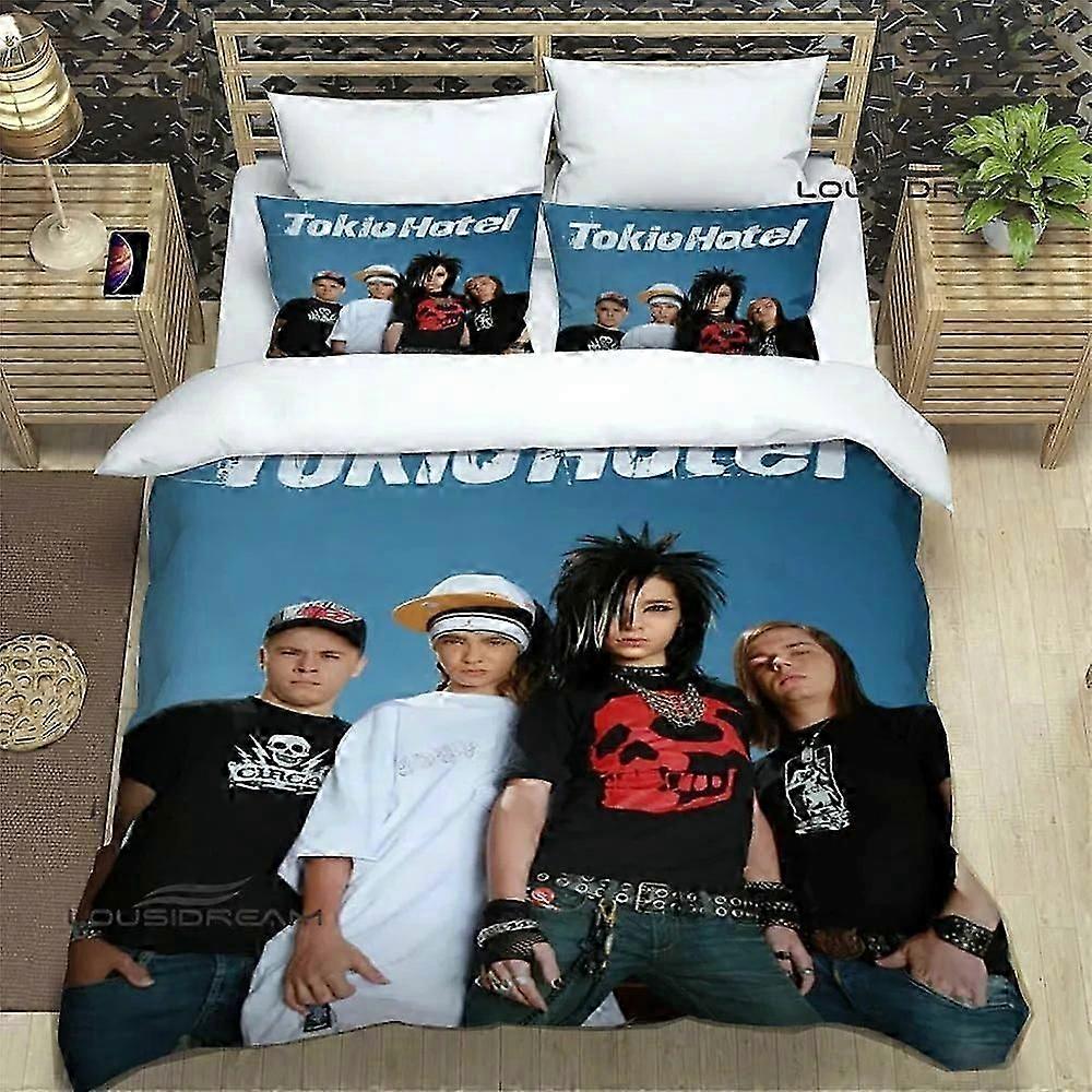 o1399 Lakan Tokio Hotel band tryckta sängkläder set utsökt sängtillbehör set påslakan sängtäcke sängtäcke set sängkläder set lyx födelsedagspresent sängkläder s