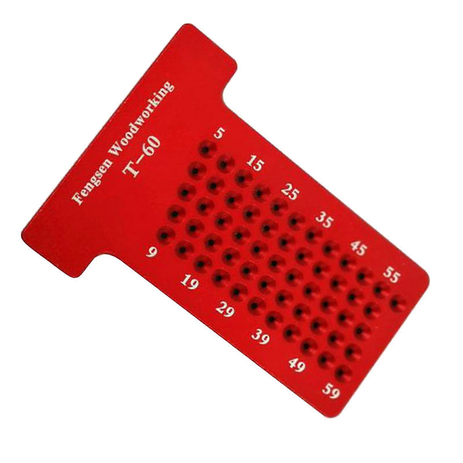 Woodworking Scriber T-type Ruler Hole Carpenter Marking Tool T60 Red