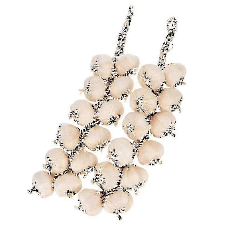 2pcs 20 Inch Garlic Strings / Artificial Vegetables / Artificial Garlic (beige)