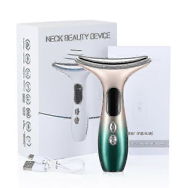 Beauty Device with 3 Color LED Photon Therapy for Wrinkle Reduction and Neck Face and Double Chin Tightening