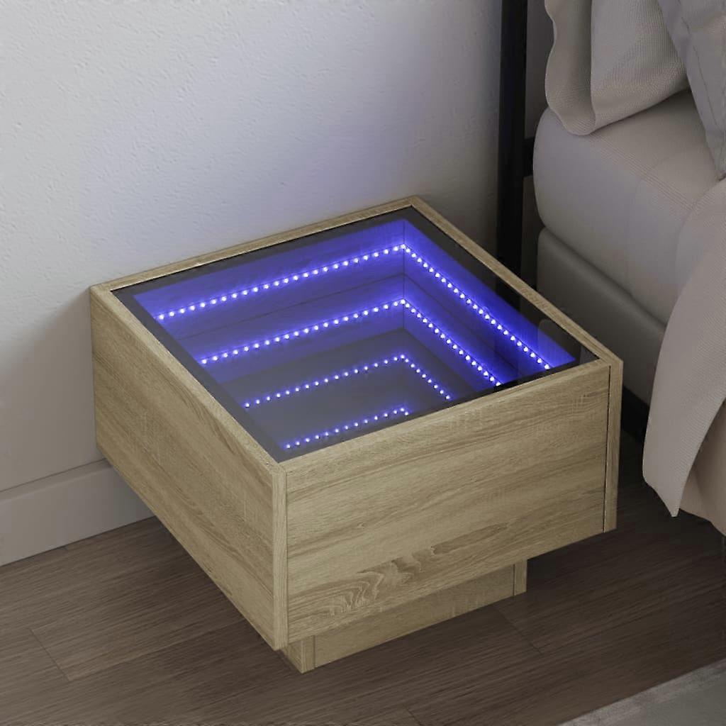 Nachttisch mit Infinity-LED Sonoma-Eiche 40x40x30 cm