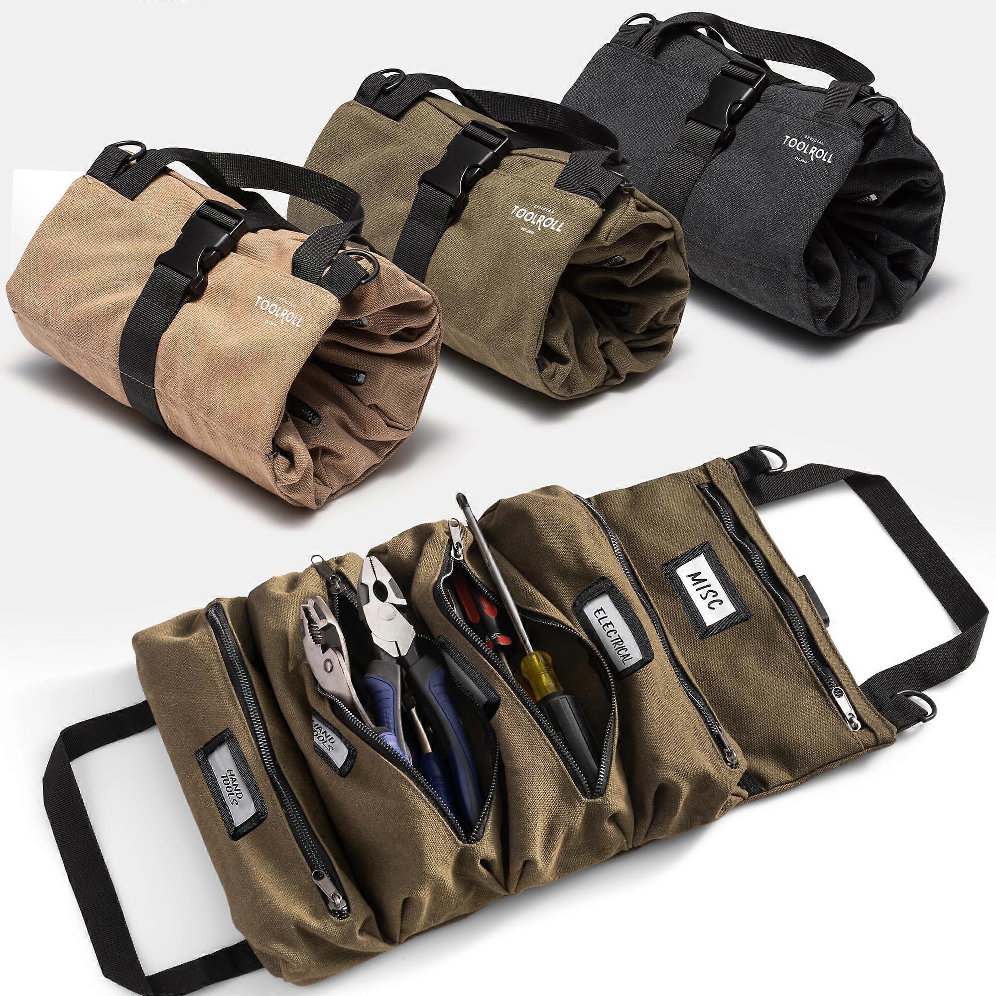 Canvas Tool Bag with Rustproof Zippers, Secure Buckle, Large Capacity, Durable Material for Handymen