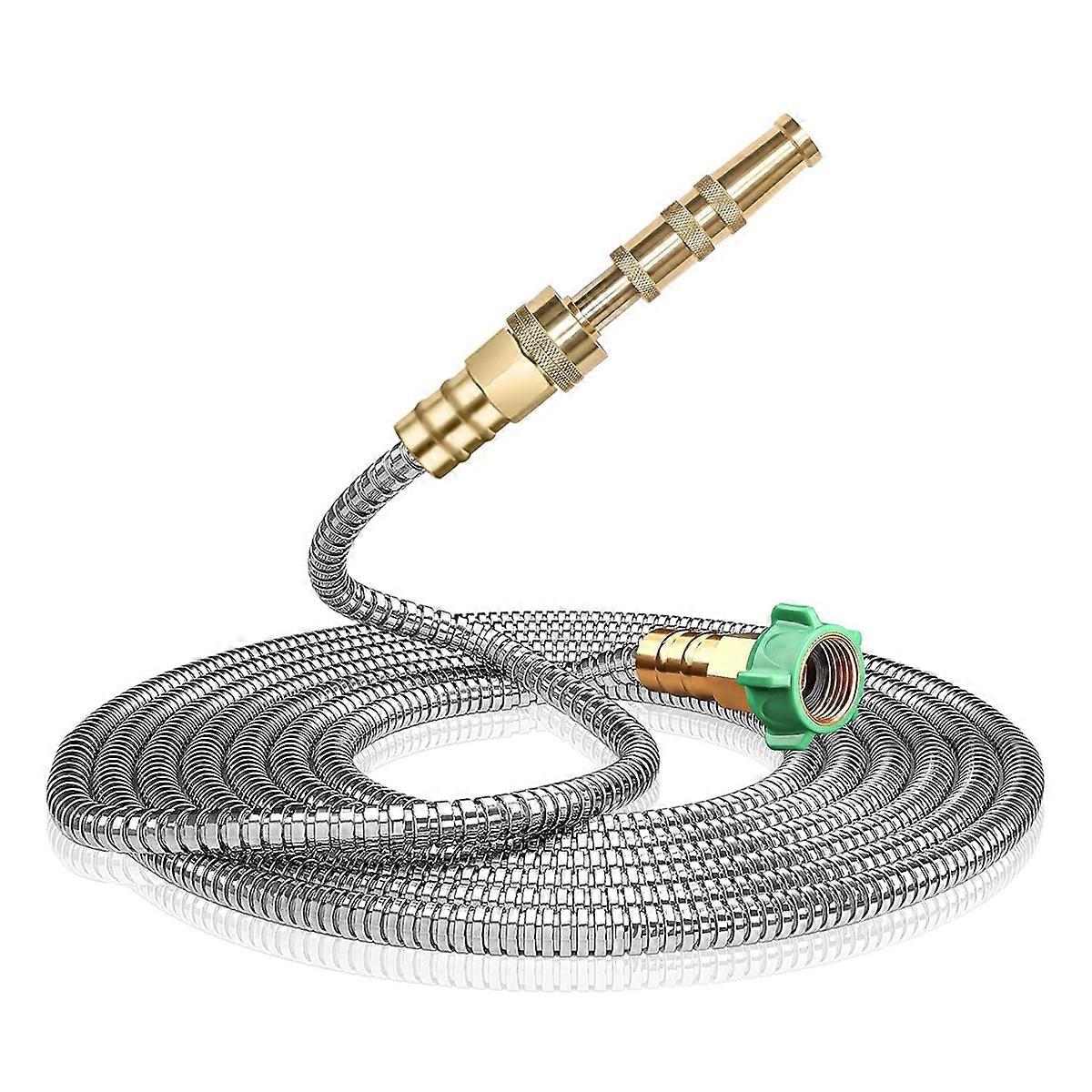Garden Hose 25FT Water Hose with Brass Nozzle, Easy to Use & Store