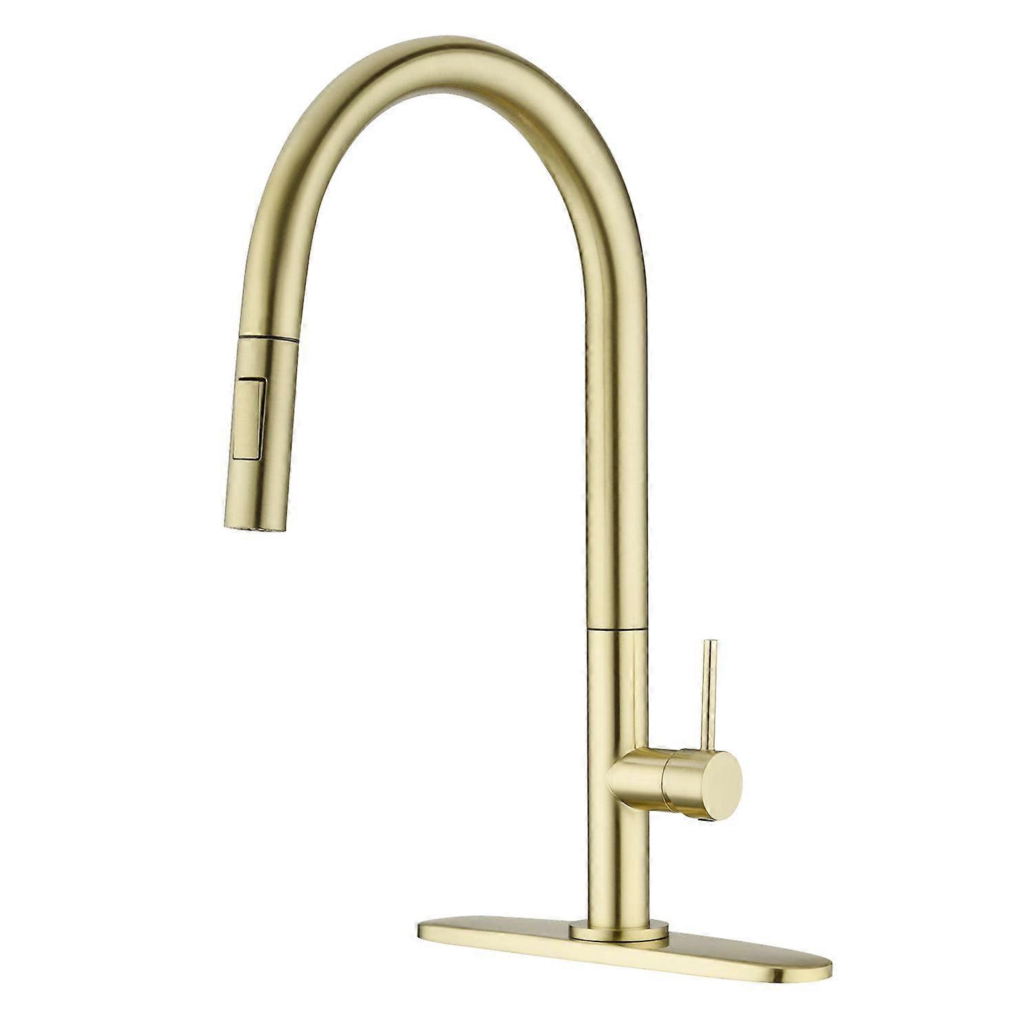 Champagne Gold Kitchen Faucet For Modern Home Use With Single-Handle Pull-Down Sprayer