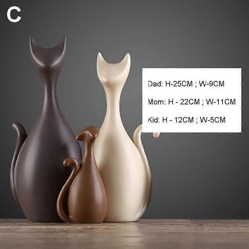 3Pcs Cat Sculpture Modern Statuette - Decorative Object