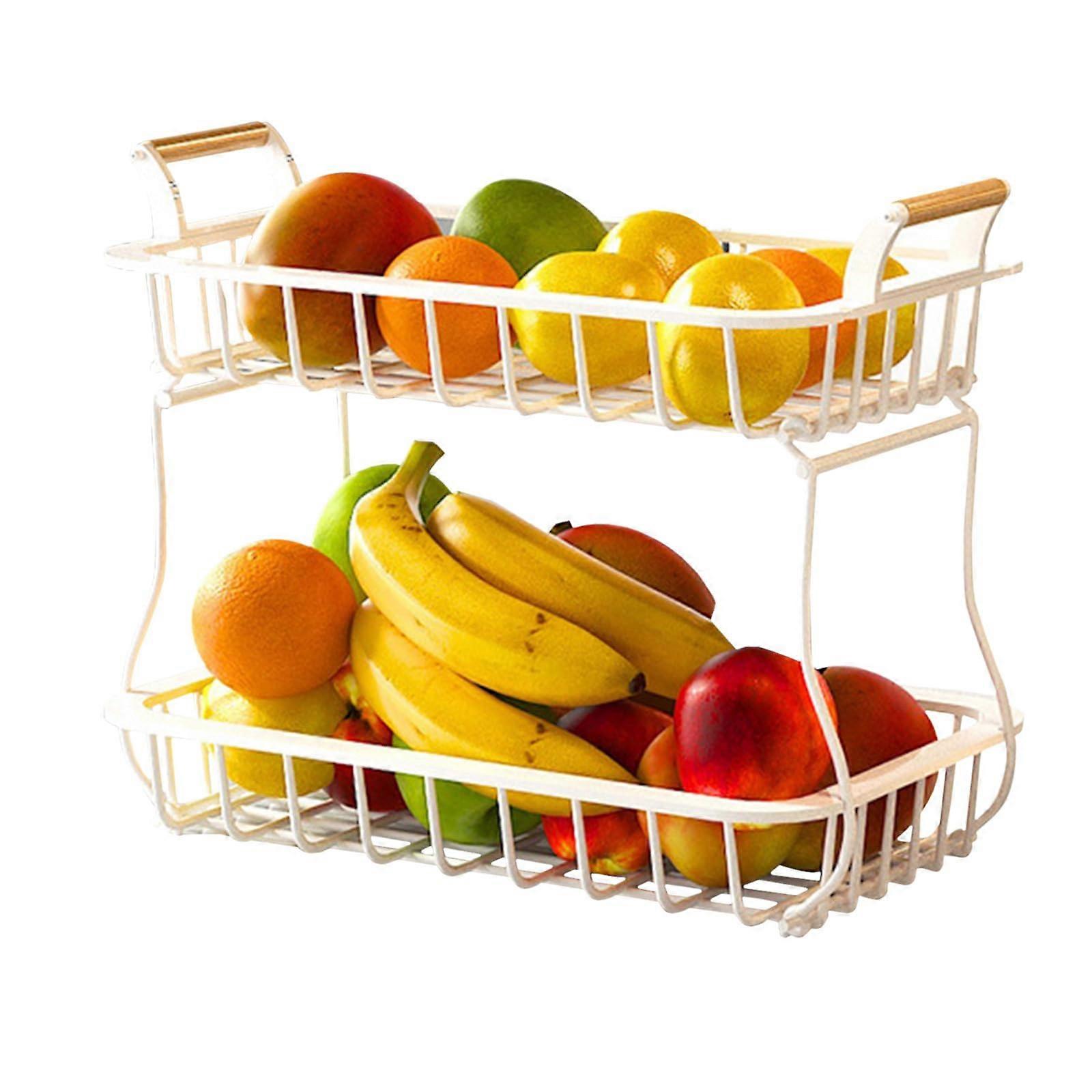 2 Tier Large Fruit Basket for Kitchen Countertop Counter