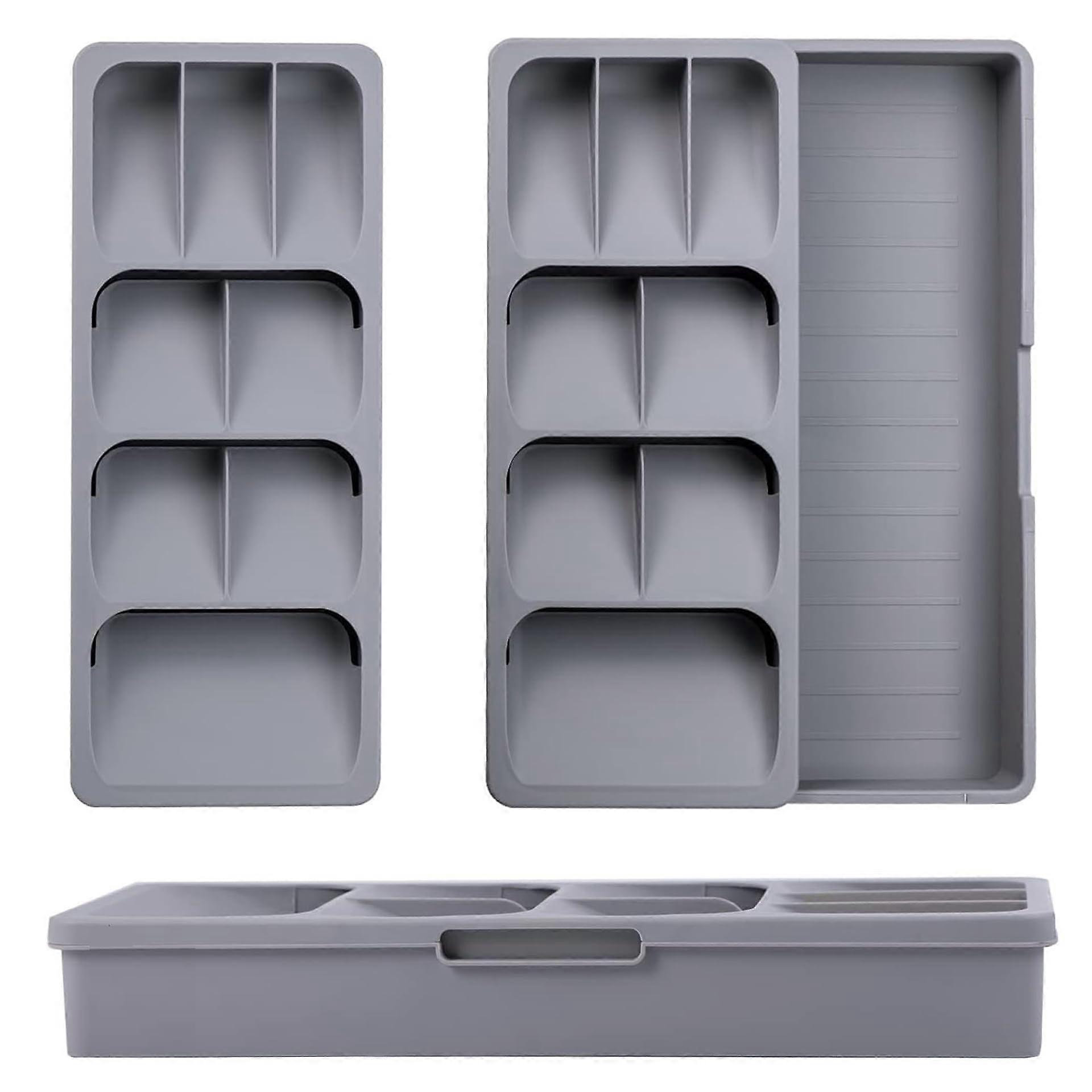 Expandable Adjustable Compact Silverware Drawer Organizer for Kitchen Utensil Storage