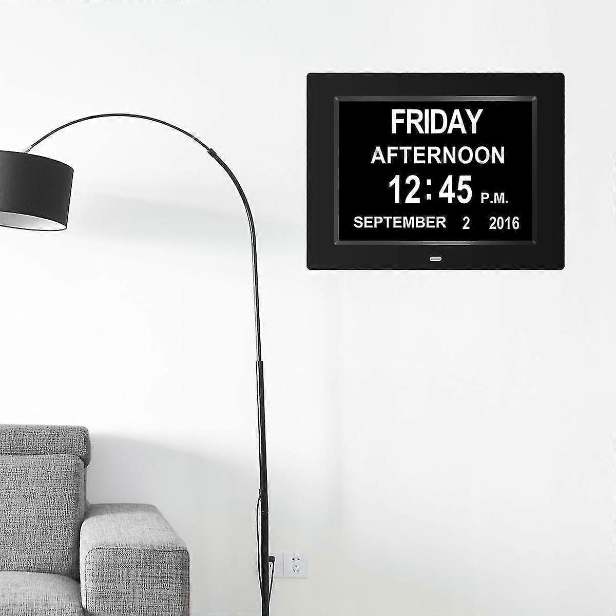 8 Inch Digital Calendar Day Clock - Multi-Functional Wall Mount & Desk Clock for Home & Office