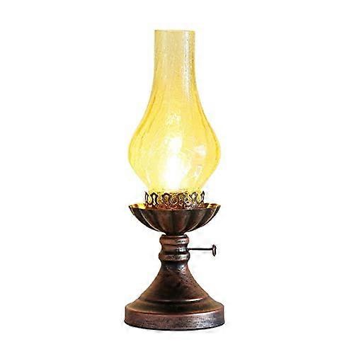 American Retro Restaurant Cafe Table Lamp Old Fashioned Kerosene Livingroom Bedroom Bedside Desk Light E27 Kerosene Lamp 16in Table lamp