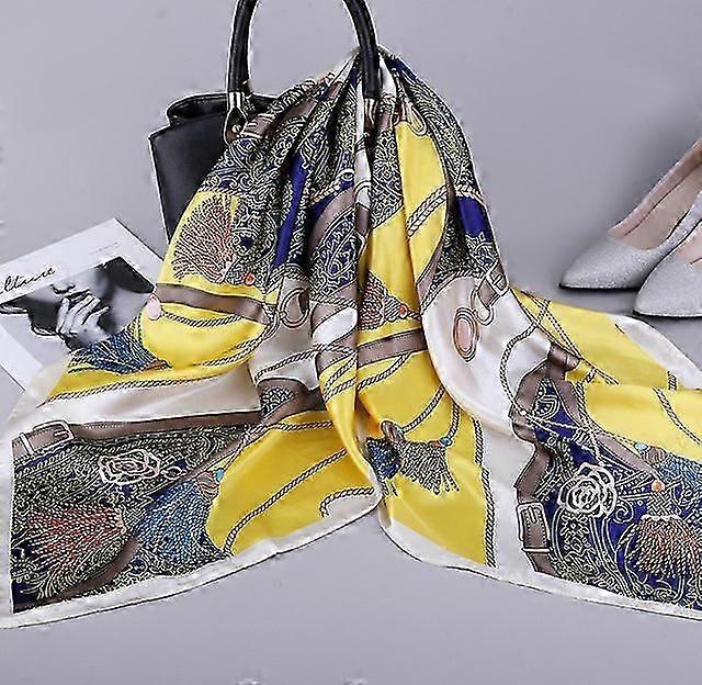 女性のためのファッションハンカチシルクサテンネックスカーフプリントヒジャブスカーフ女性90 * 90cmスクエアショールと女性のためのスカーフを包みます2022