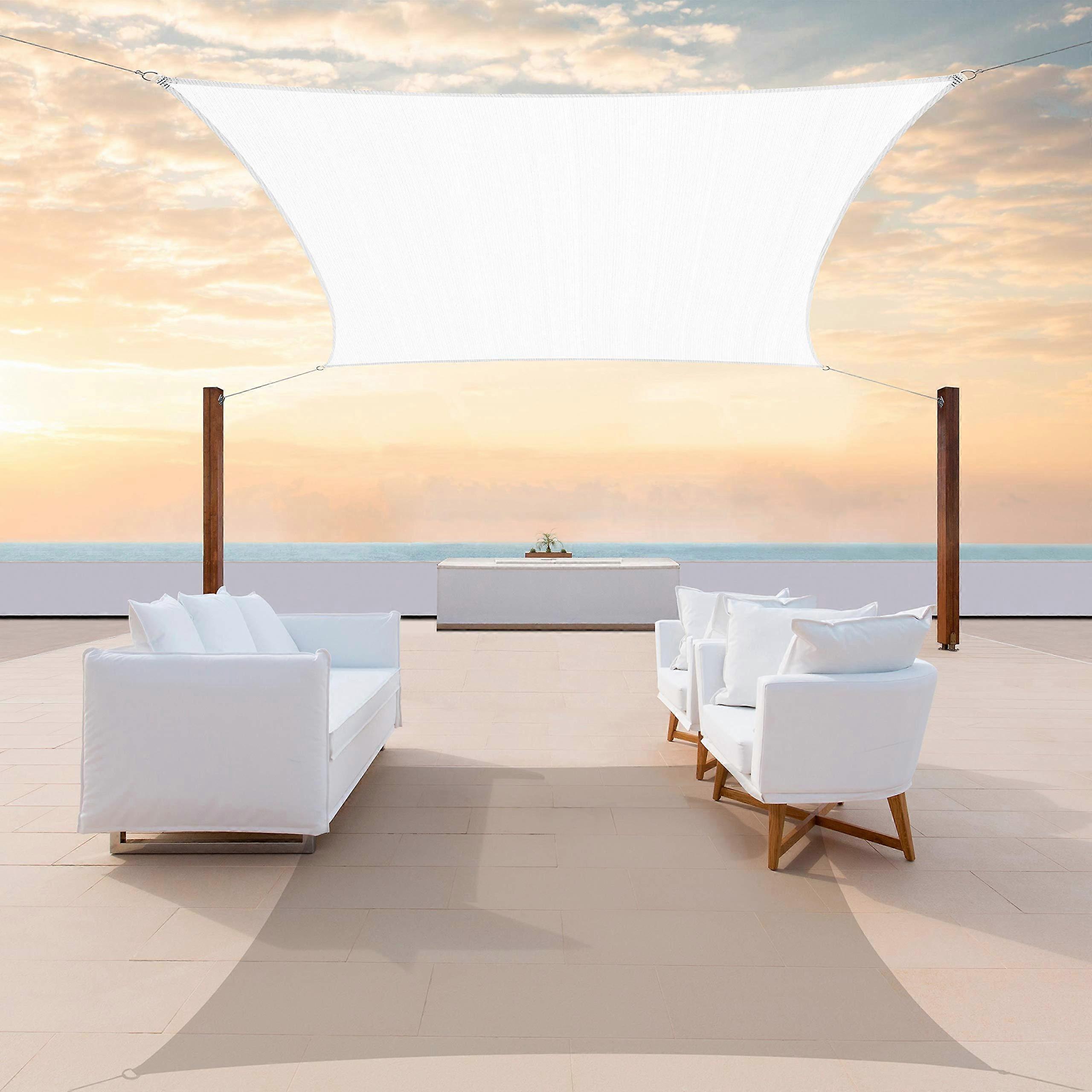 12' x 16' White Rectangle CTAPR1216 Sun Shade Sail Canopy Mesh Fabric UV Block UPF50