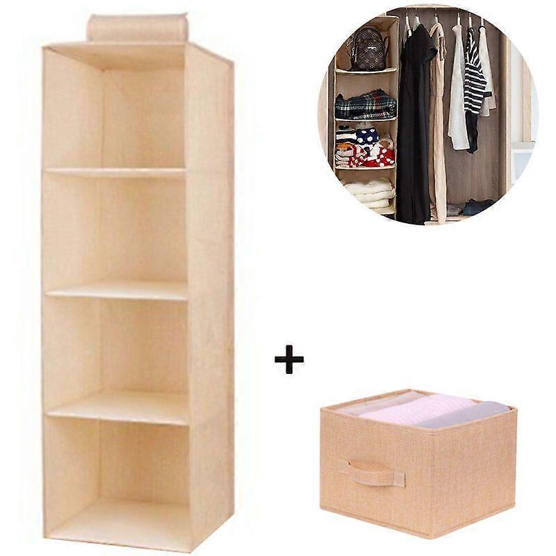 3-Shelf Hanging Closet Organizer with 1 Underwear/Socks Drawer Divider Space Saving Foldable Fabric Storage Bag