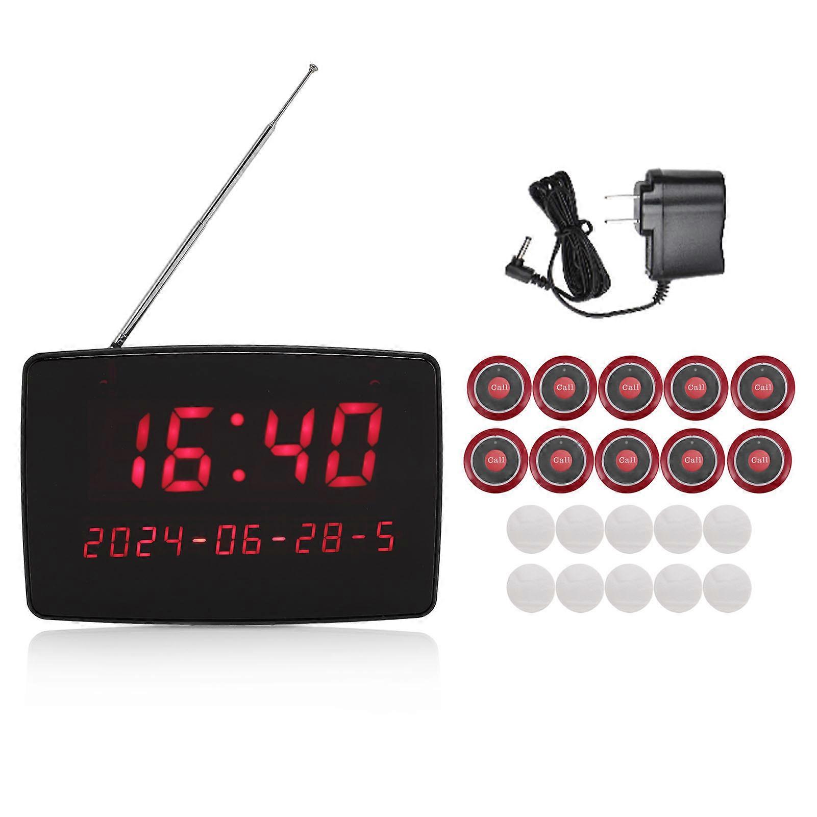 Wireless Calling System with 10 Waterproof Call Buttons 1 Display Receiver for Nurses Station Restaurant