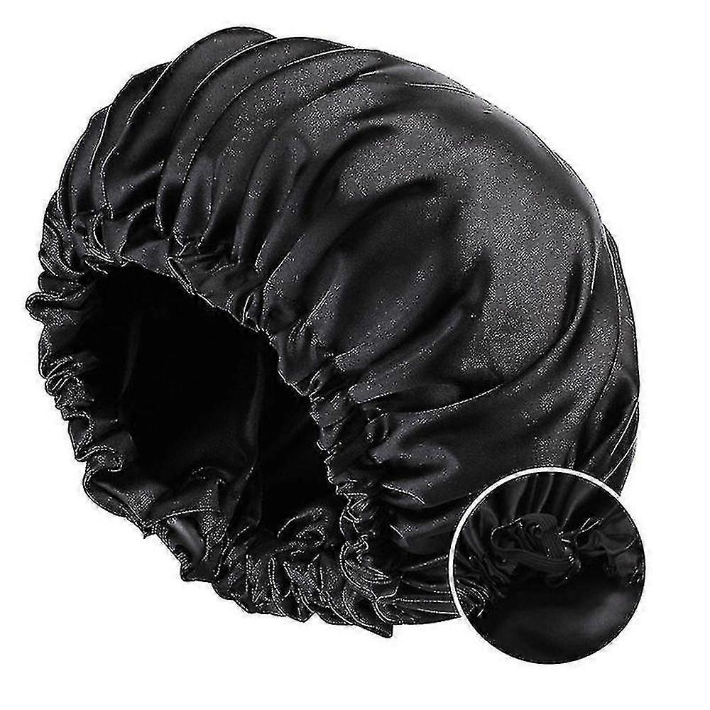 HJyangディープコンディショニングヒートキャップ電子レンジ対応ヒートキャップ蒸しヘアスタイリングとトリートメントスチームキャップ蒸しヘアケアセラピーブラック+ブラックPQU