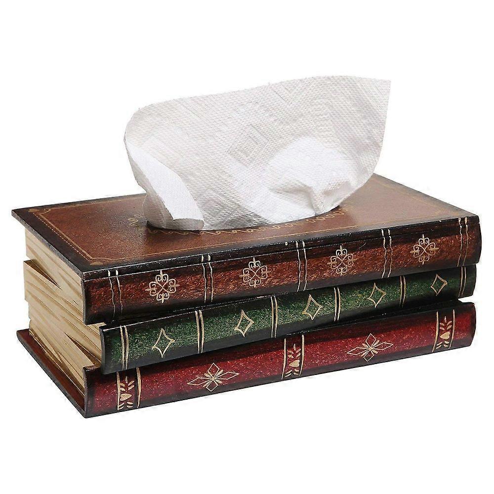 Vintage Style Wooden Stackable Tissue Box - Yellow Green Red - 1pc