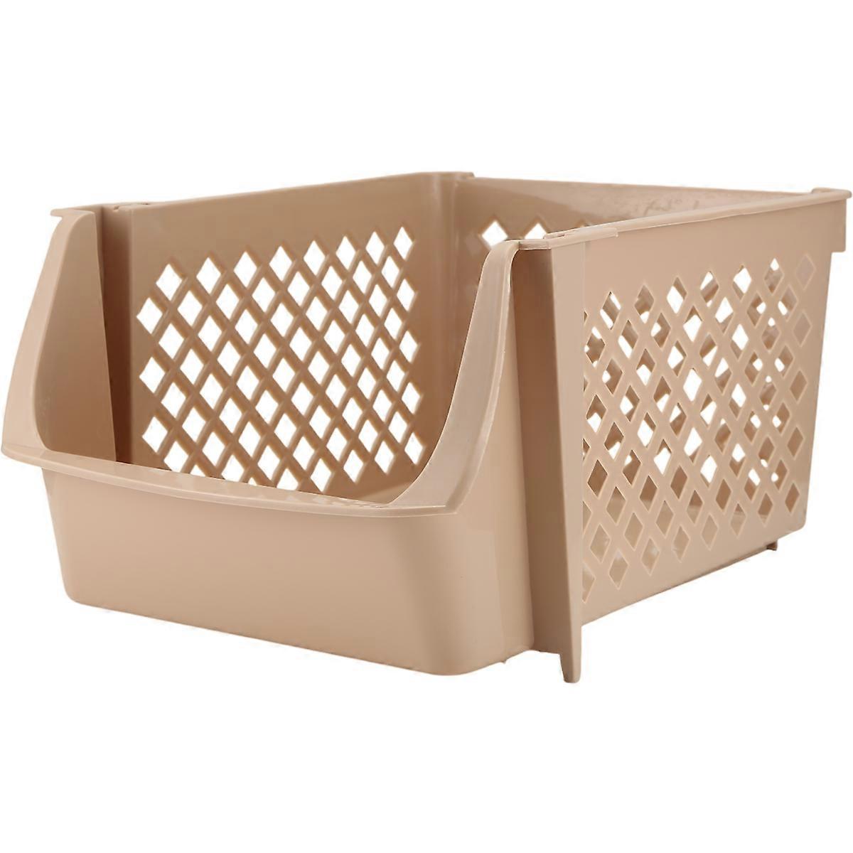 Stackable Plastic Basket Fruit & Vegetable Storage Basket(Beige)