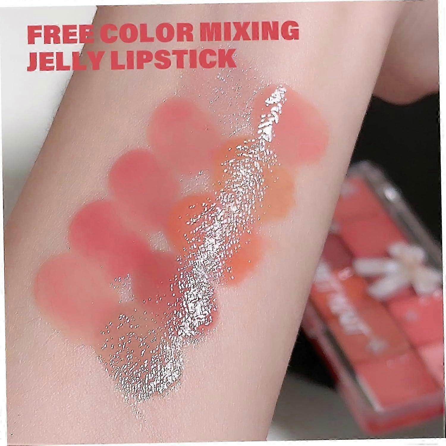 Jelly Lip Gloss Palette, 10 Colors Moisturizing Lip Palette, High-Pigmented Lipstick Palette, Long-Lasting Lip Gloss, Vibrant Lip Gloss for Women and