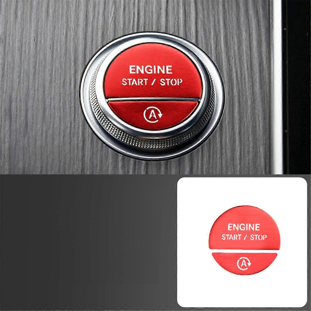 One Key Start Headlight Handbrake Door Button Sticker for Red