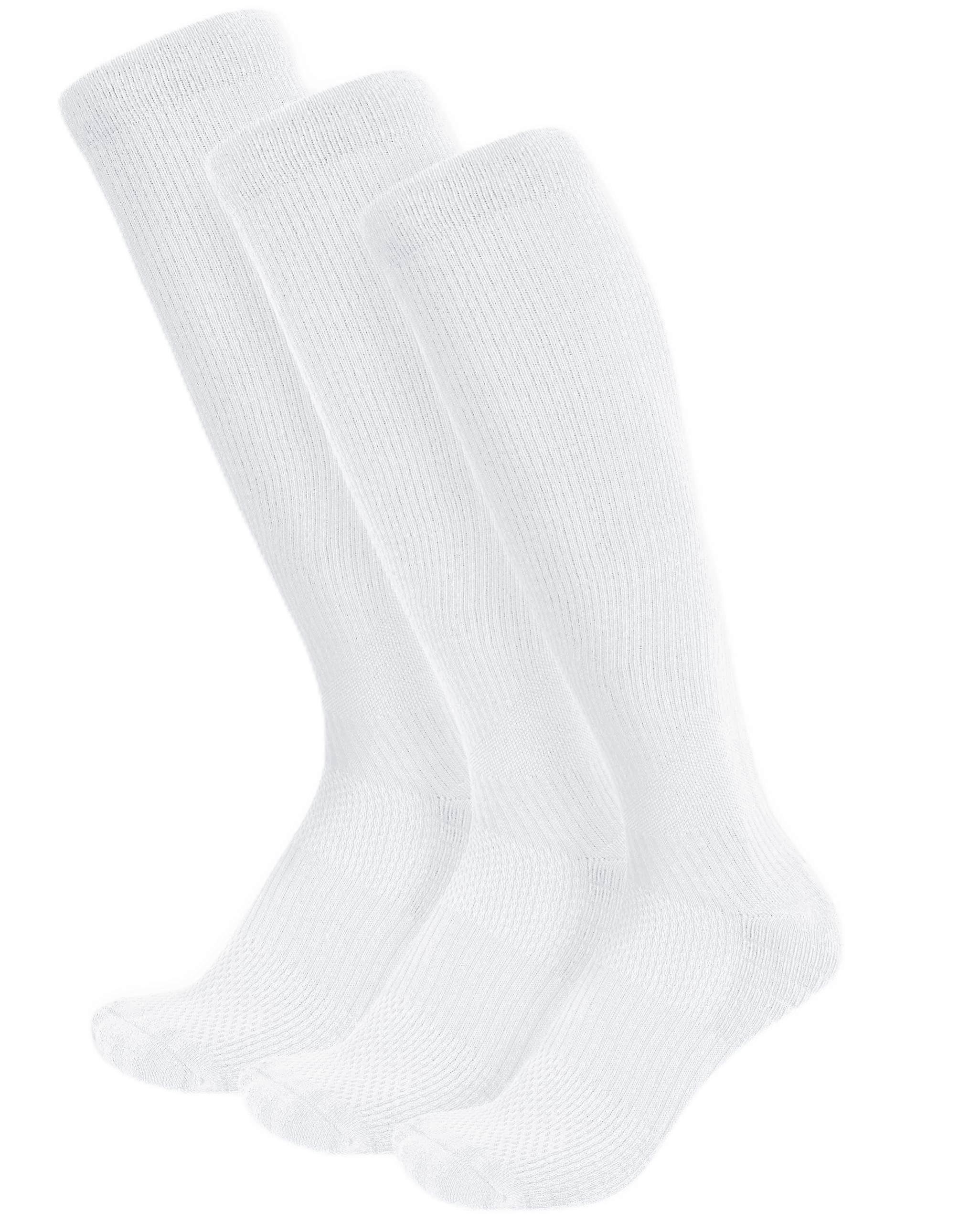 White Compression Socks 12-15mmHg for Women & Men, Medium Size, Circulation Support for Neuropathy, 3 Pack