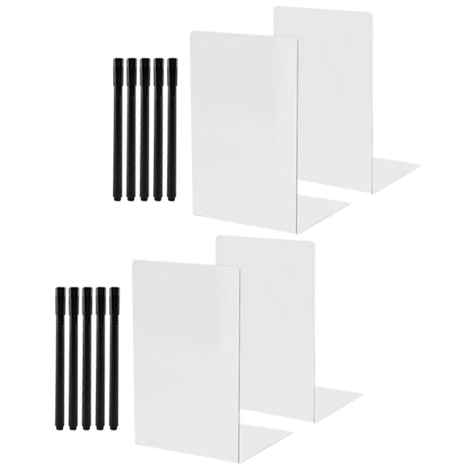 2x Acrylic Book End Desktop Organizer Book Stopper for Library Workspace Home