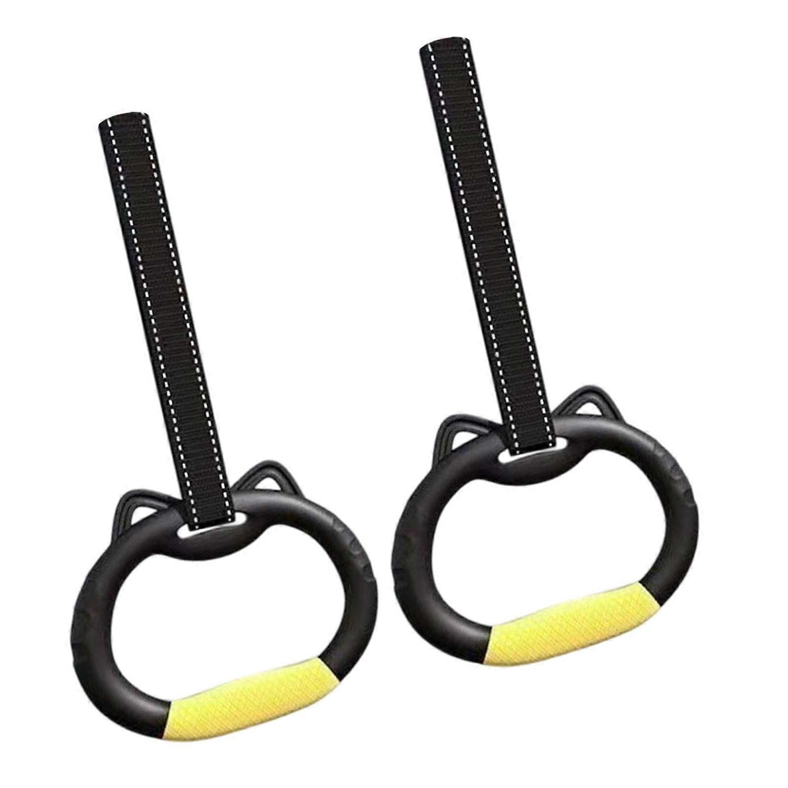 2pack Durability Gymnastics Rings Pull Up Handle Rings with Adjustable Straps for Stretching Exercises