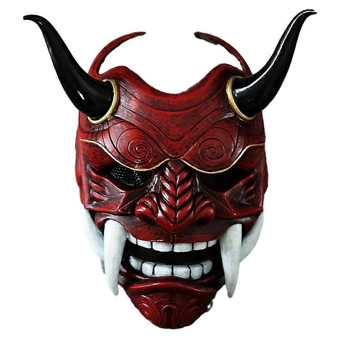 Japanese Samurai Ghost Mask - Full Face Horror Mask for Halloween Cosplay, Demon Style, Adult Size, Durable Material