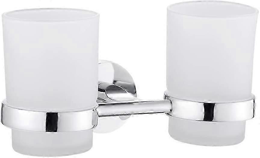 Modern Chrome Plated Double Toothbrush Holder with Wall Mount Design for Bathroom Organization and Storage Solutions