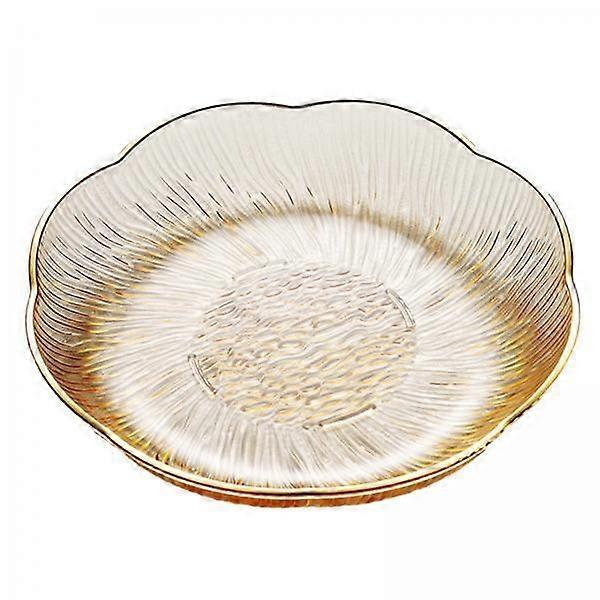 2x Fruit Plate,Dinner Plate,Round Gold Edge,Transparent Stackable Dessert Plate