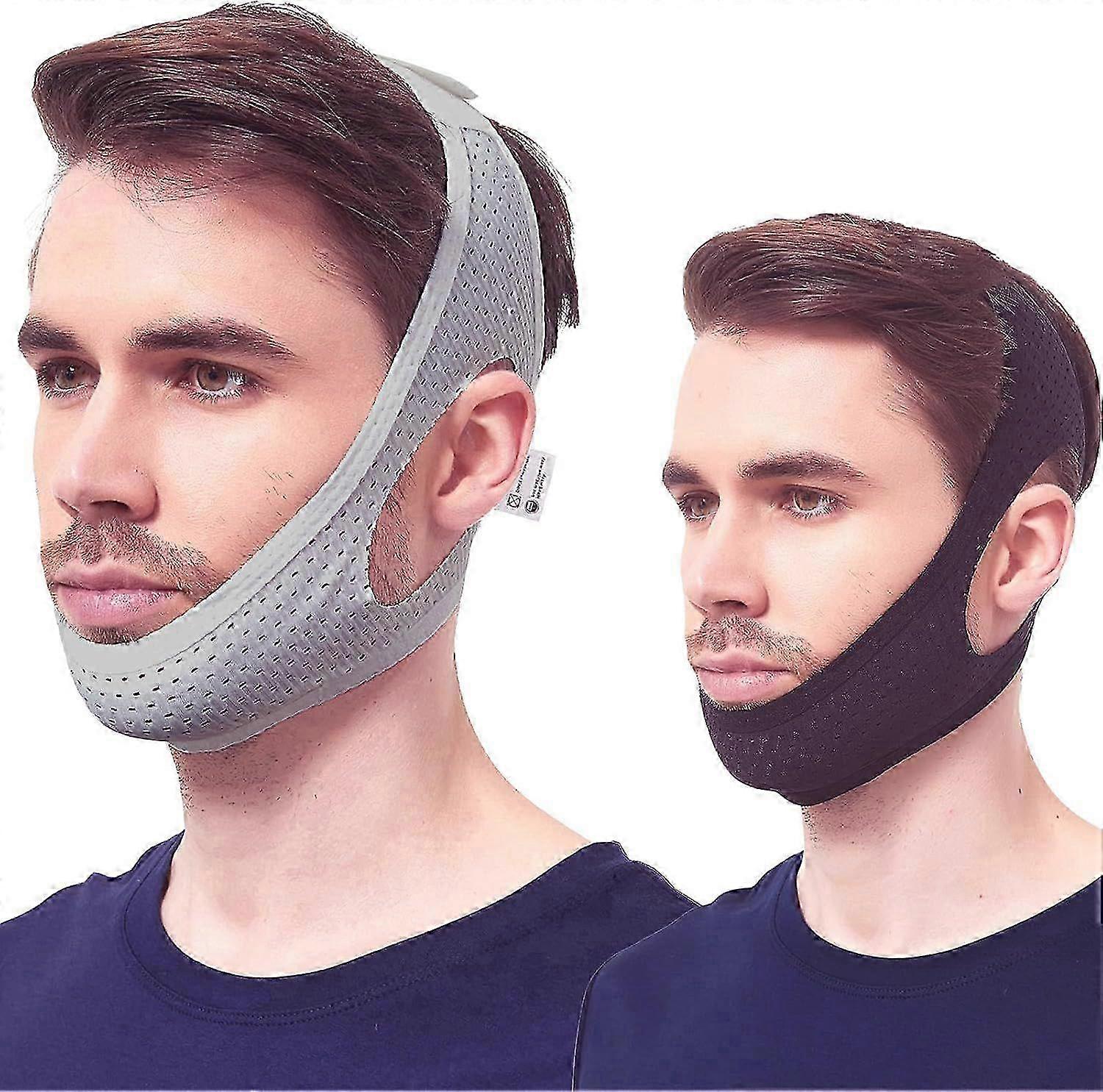 Kinnriemen für Cpap-Benutzer 2er-Pack Schwarz Grau Komfortables Mesh Anti Schnarchen f