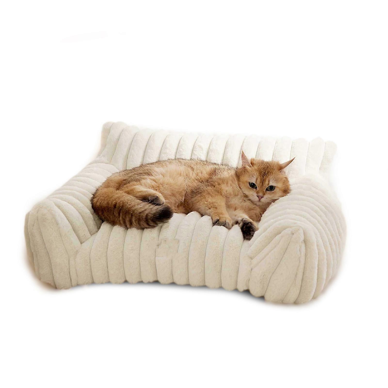 Cat Couch Bed Cute Pet Bed for Small Medium and Large Cats and Dogs Fluffy Sofa Bed for Pets Indoor with Non-Slip Bottom & Washable Cover