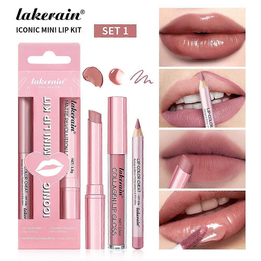 ICONIC MINI LIP KIT - Travel-Sized Lip Liner, Lipstick & Lip Gloss Set - Long-Lasting, Easy to Apply, Moisturizing Formula for Complete Lip Makeup On-