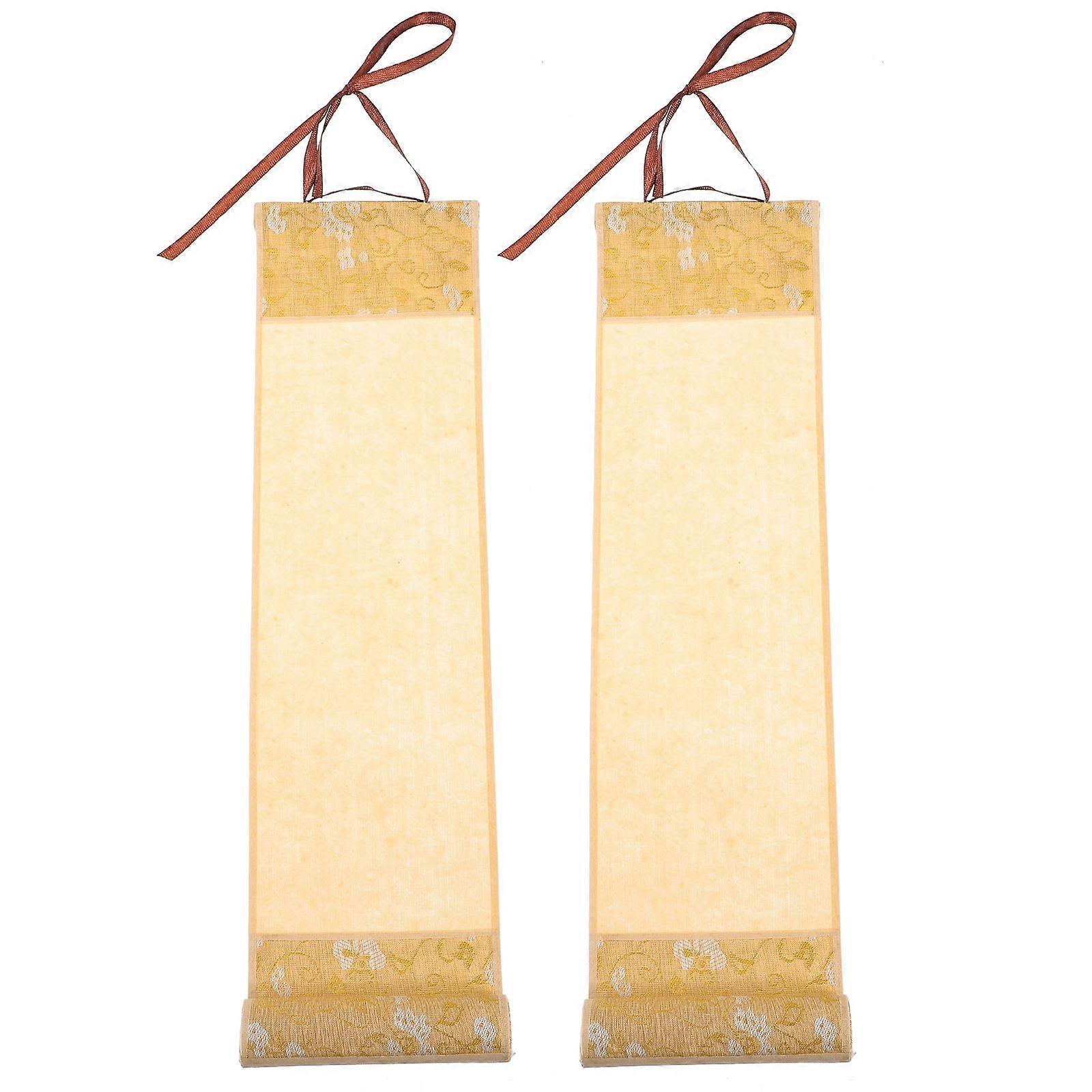2Pcs Blank Scroll for Painting Chinese Blank Calligraphy Paper Hanging Blank Scroll Calligraphy Scroll