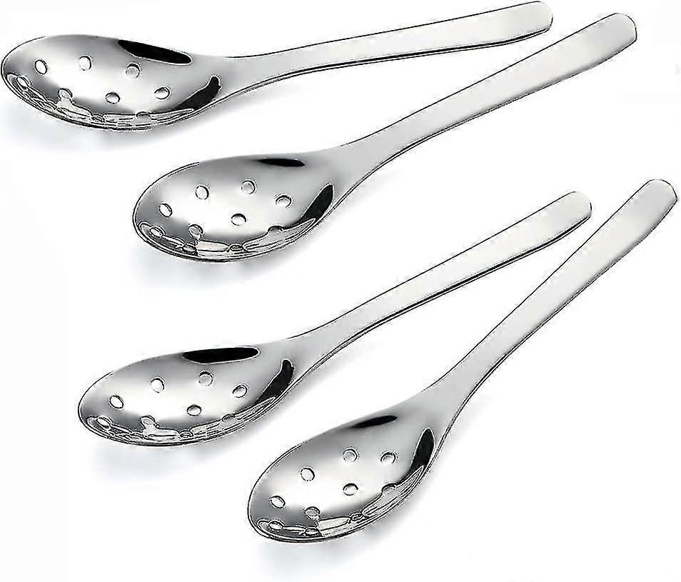 Small Slotted Spoons,4pcs Modern Stylish Thick Heavy-weight Short Handle