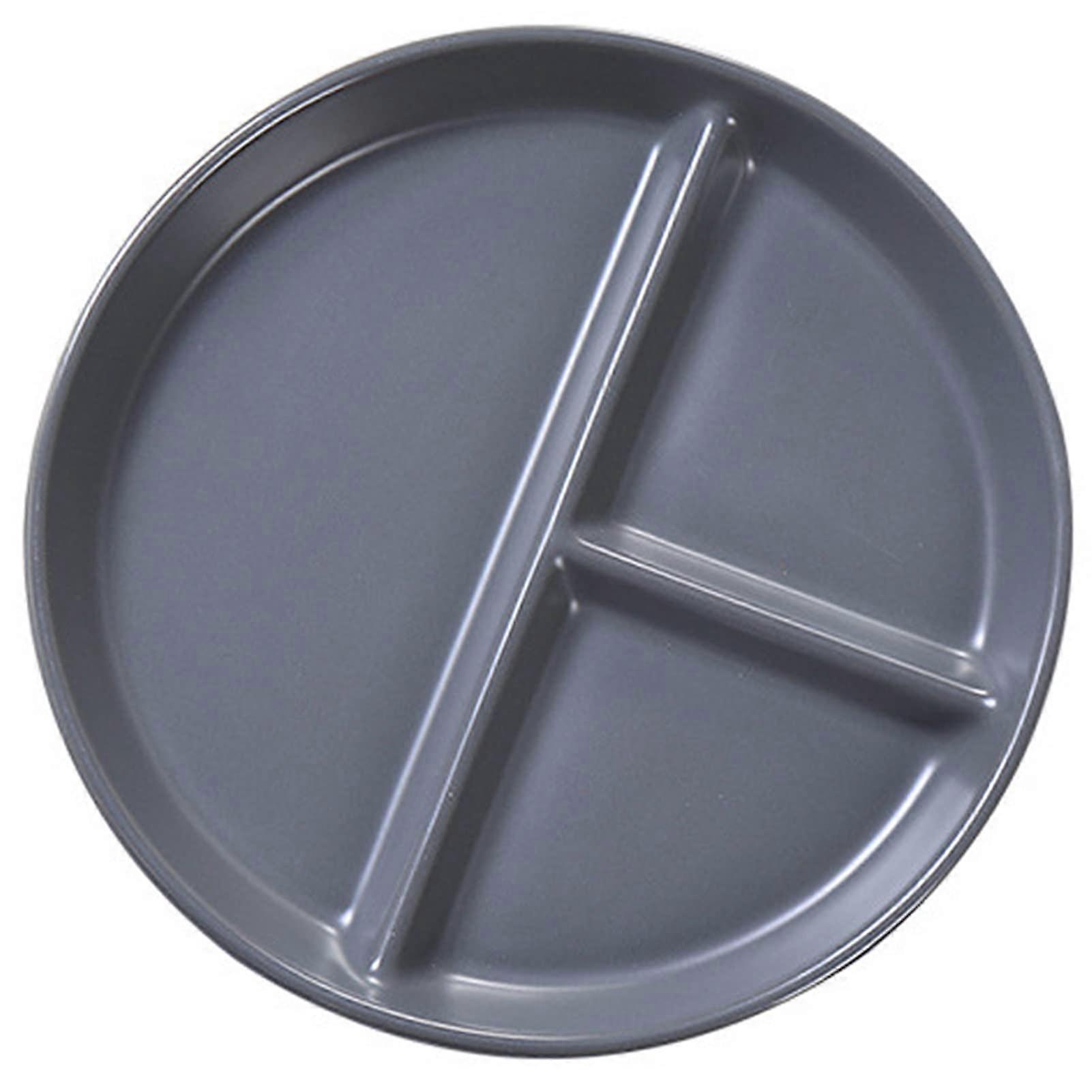 3 Compartment Split Plates - 8" Round Portion Control Tableware for Breakfast, Dishwasher & Microwave Safe, Gray-Blue