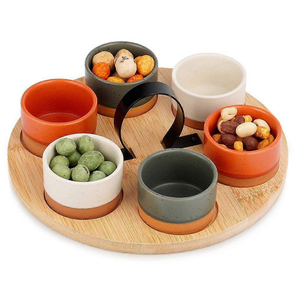 Ceramic snack bowls on a 7-piece tray