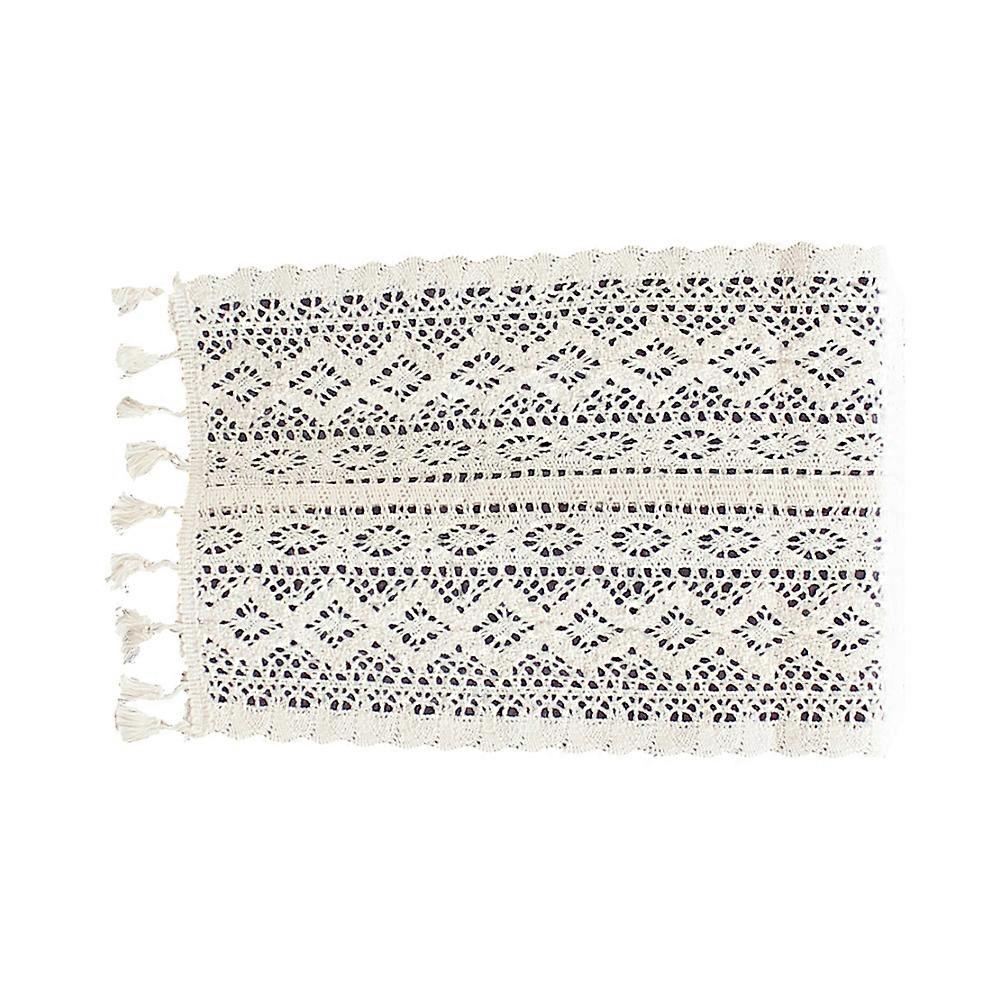 Lace Tablecloth Square Table Cover Flower Pattern Rectangular White 260x24cm Decoration 1Set