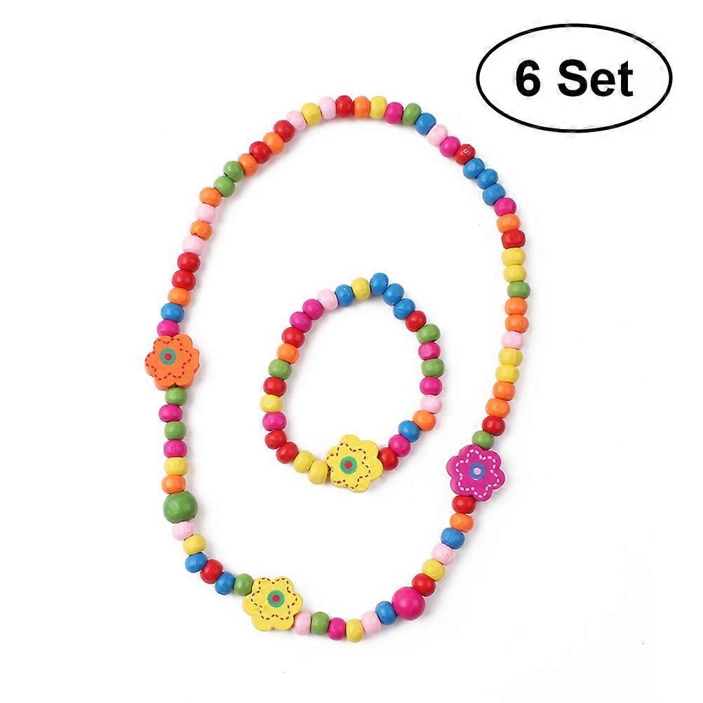 Childrens Jewellery Girls Necklace and Bracelet Set Multi-Colored 6Sets Accessory