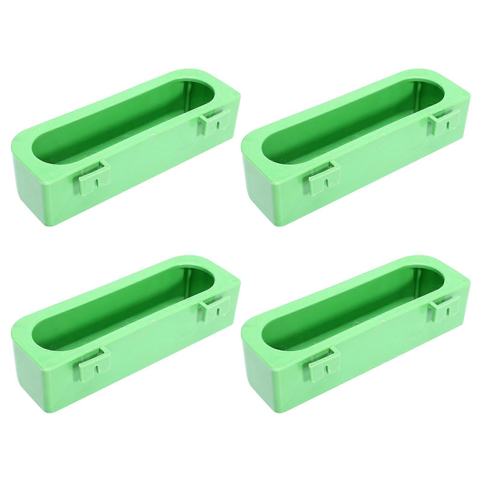 4Pcs Semicircle Bird Food Bowls Thickened Bird Cage Accessories Green